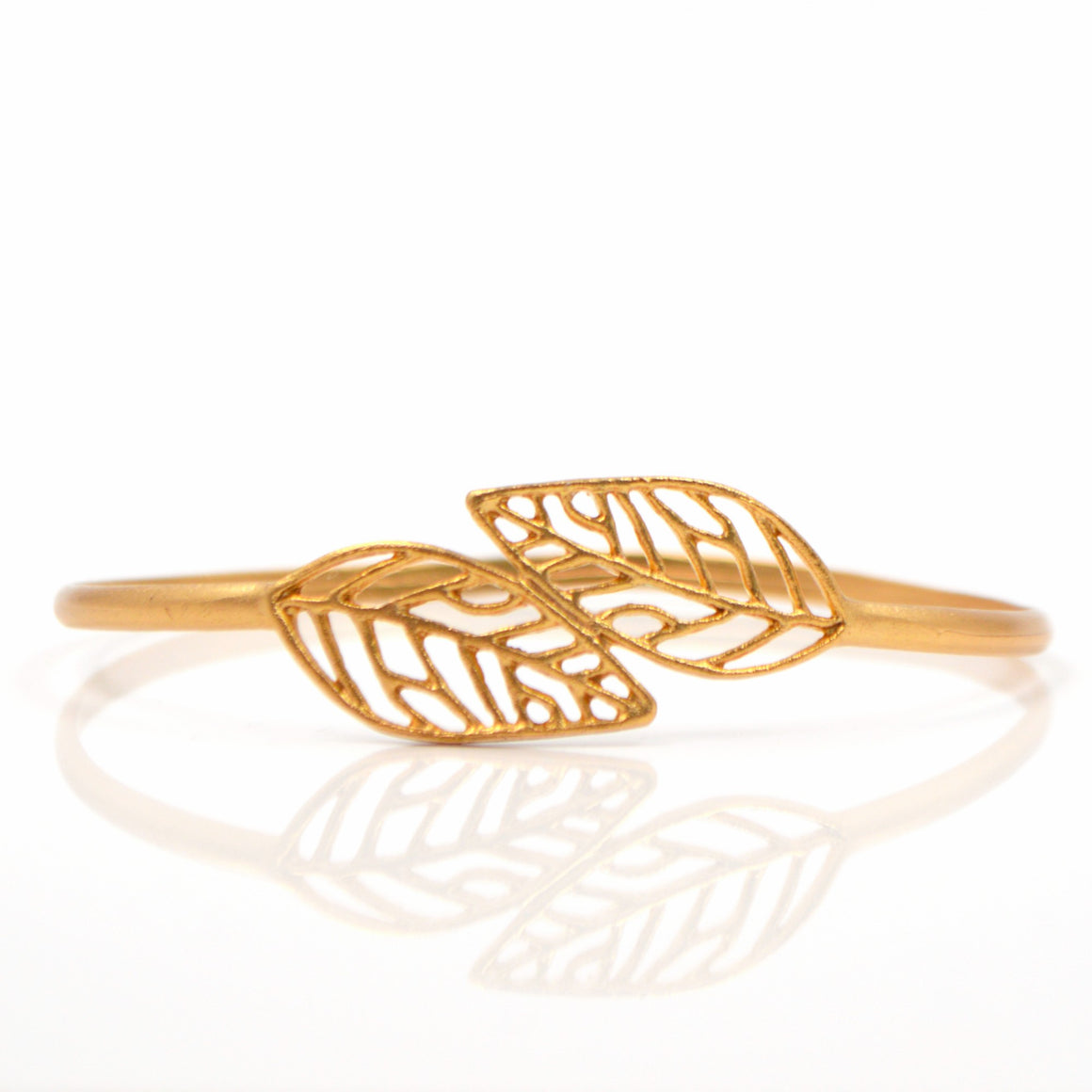 Birch Leaf Bangle Bracelet - 24K Gold Plated