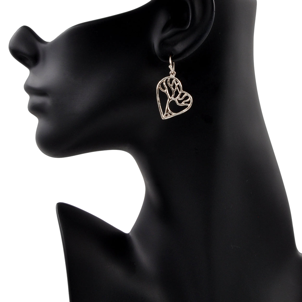 Tree of Life Enchanted Heart Earrings - Platinum Silver