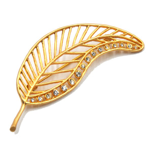 Birch Leaf Swarovski Pin - 24K Gold Plated