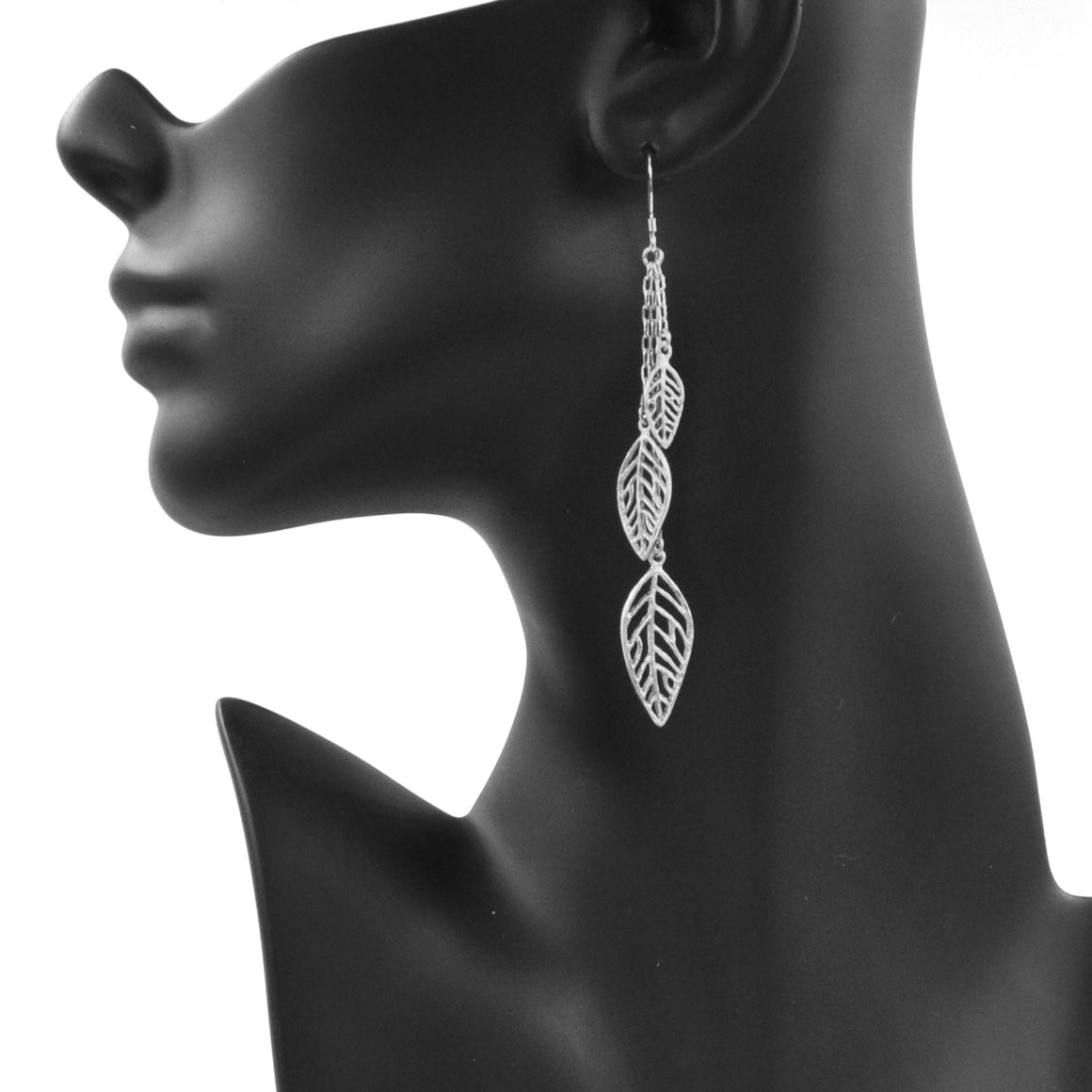 Birch Leaf Earrings - Platinum Silver