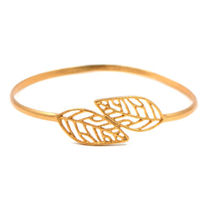 Birch Leaf Bangle Bracelet - 24K Gold Plated