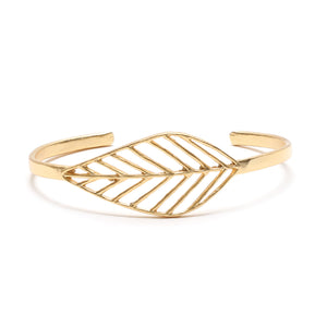 Birch Leaf Slim Cuff - 24K Gold Plated