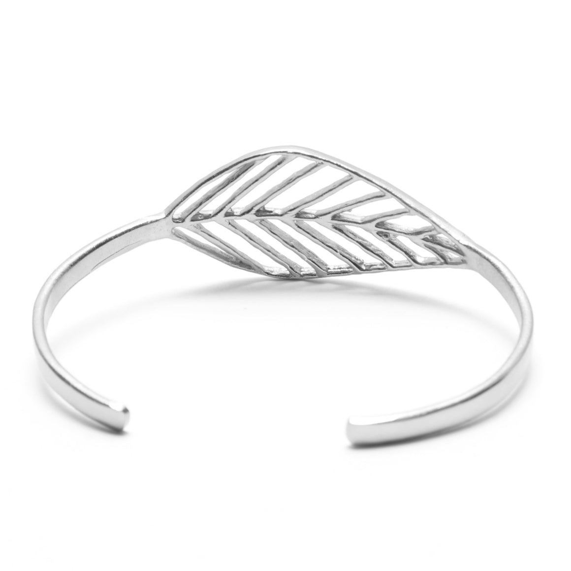 Birch Leaf Slim Cuff - Platinum Silver