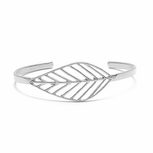 Birch Leaf Slim Cuff - Platinum Silver