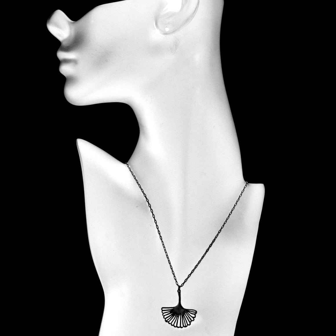 Ginkgo Pendant - Gunmetal