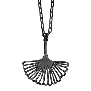 Ginkgo Pendant - Gunmetal