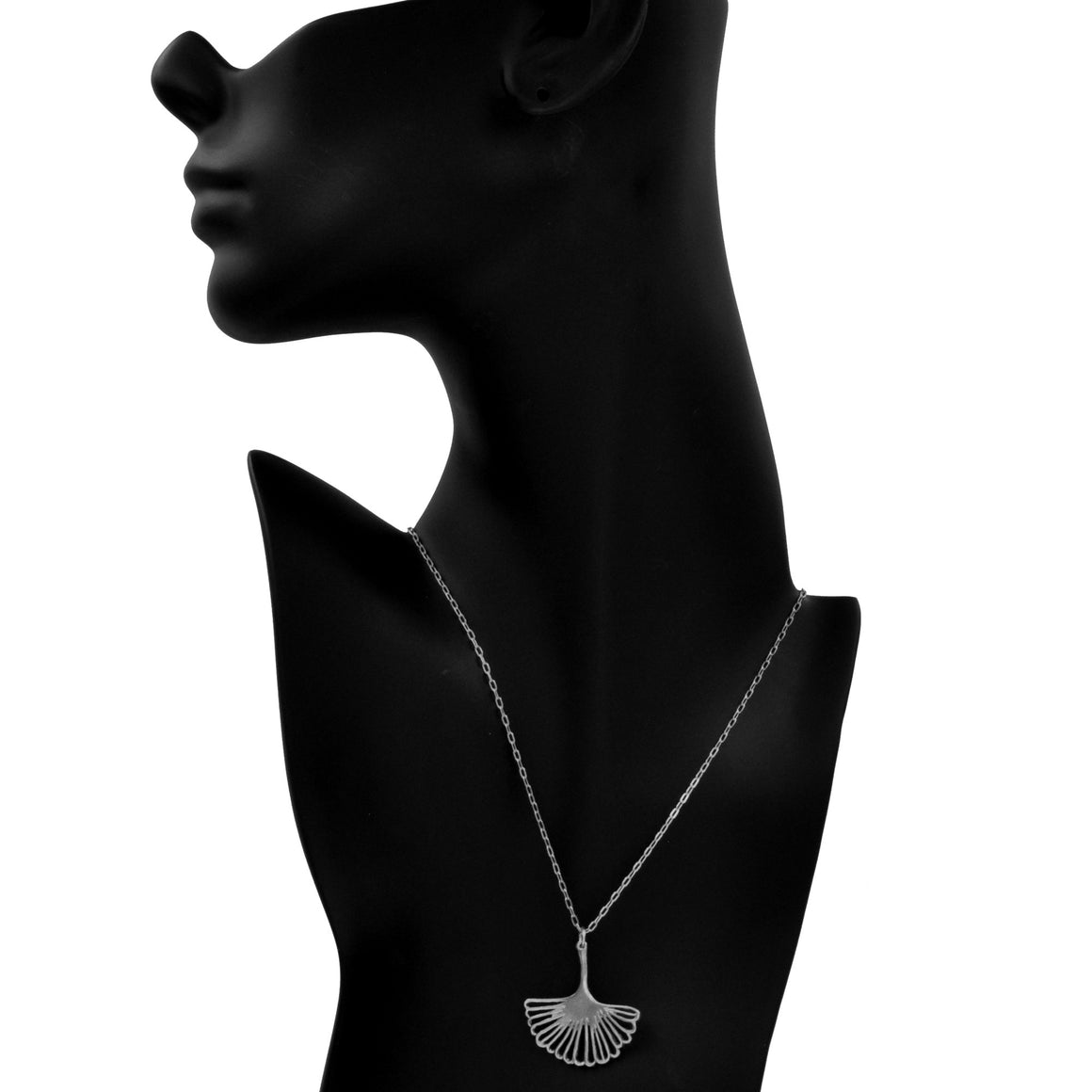 Ginkgo Pendant - Platinum Silver