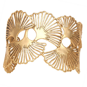 Ginkgo Cascading Leaf Cuff - 24K Gold Plated