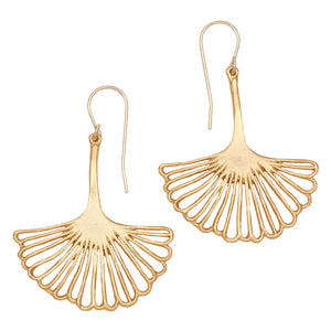 Ginkgo Leaf Earrings (Large) - 24K Gold Plated