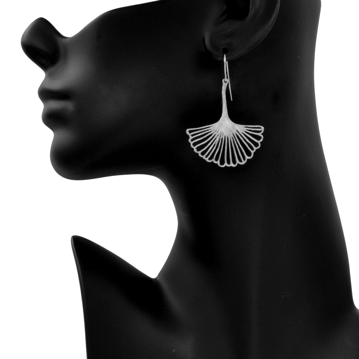 Ginkgo Leaf Earrings (Large) - Platinum Silver