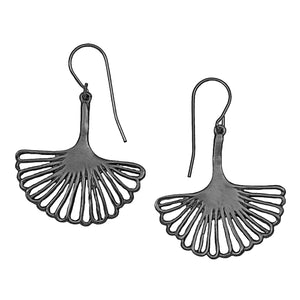 Ginkgo Leaf Earrings (Medium) - Gunmetal