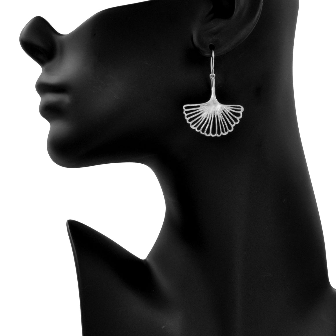 Ginkgo Leaf Earrings (Medium) - Platinum Silver