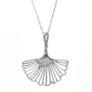 Ginkgo Pendant (Large) - Platinum Silver