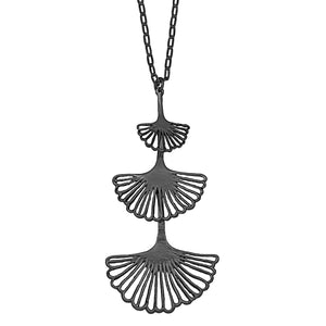 Ginkgo Triple Tier Pendant - Gunmetal