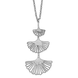 Ginkgo Triple Tier Pendant - Platinum Silver