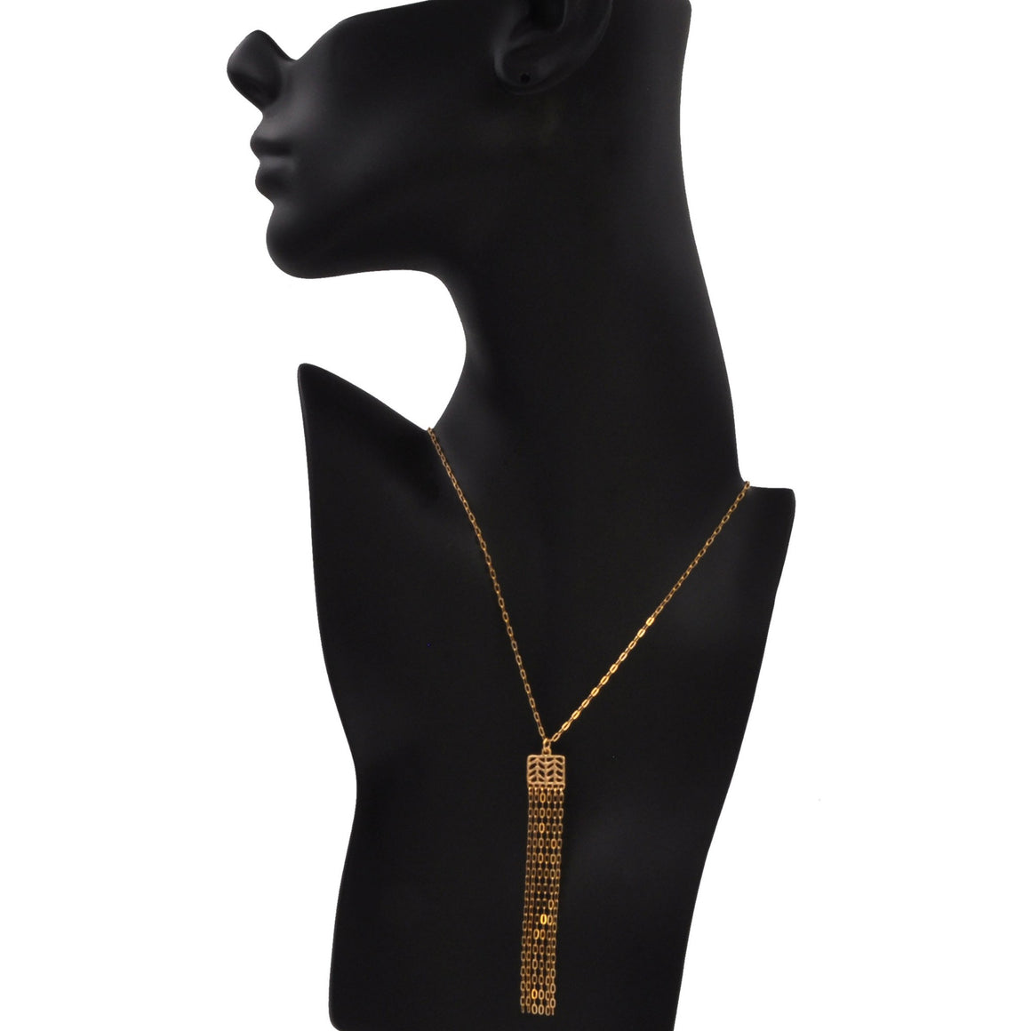 Glamorous Fringe Chevron Leaf Necklace - 24K Gold Plated