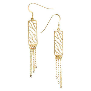 Glamorous Fringe Rectangle Earrings - 24K Gold Plated