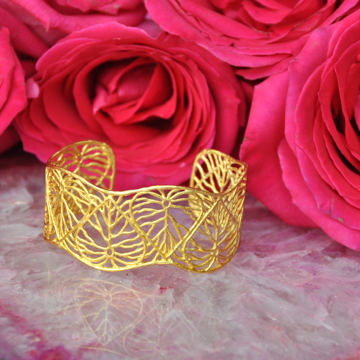 Heart Leaf Cuff - 24K Gold Plated