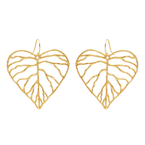 Heart Leaf Earrings (Large) - 24K Gold Plated