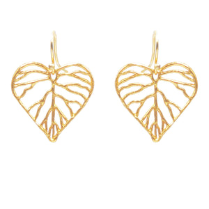 Heart Leaf Earrings (Petite) - 24K Gold Plated