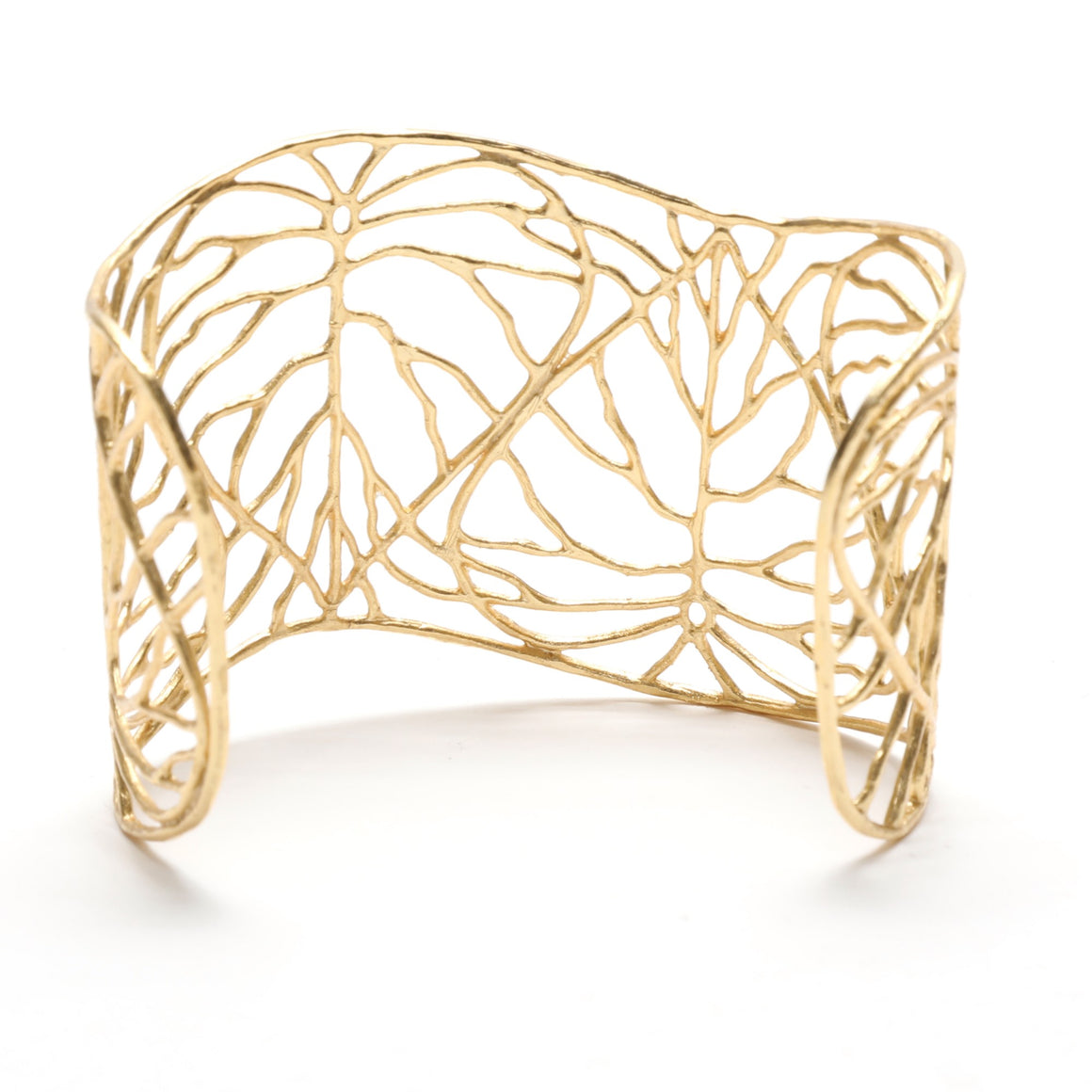 Heart Leaf Leaf Cuff Wide - 24K Gold Plated