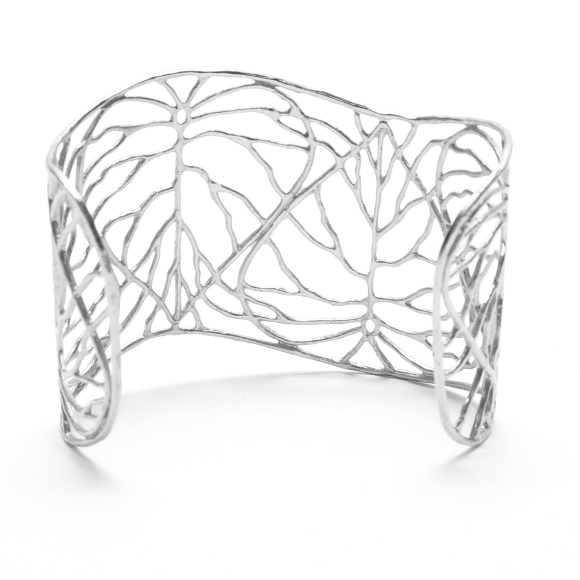 Heart Leaf Leaf Cuff Wide - Platinum Silver