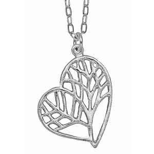 Tree of Life Heart Necklace - Platinum Silver