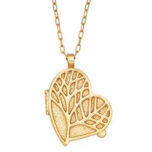 Tree of Life Heart Locket Necklace - 24K Gold Plated