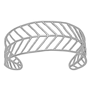 Chevron Leaf Cuff - Platinum Silver