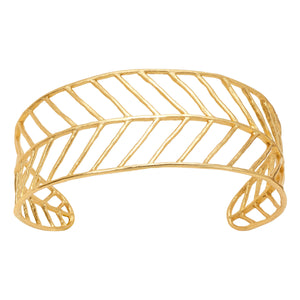 Chevron Leaf Cuff - 24K Gold Plated