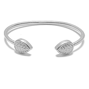 Element Leaf Bangle Bracelet - Platinum Silver