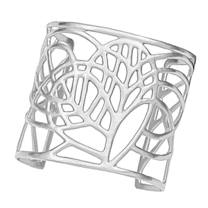 Tree of Life Loving Heart Cuff - Platinum Silver