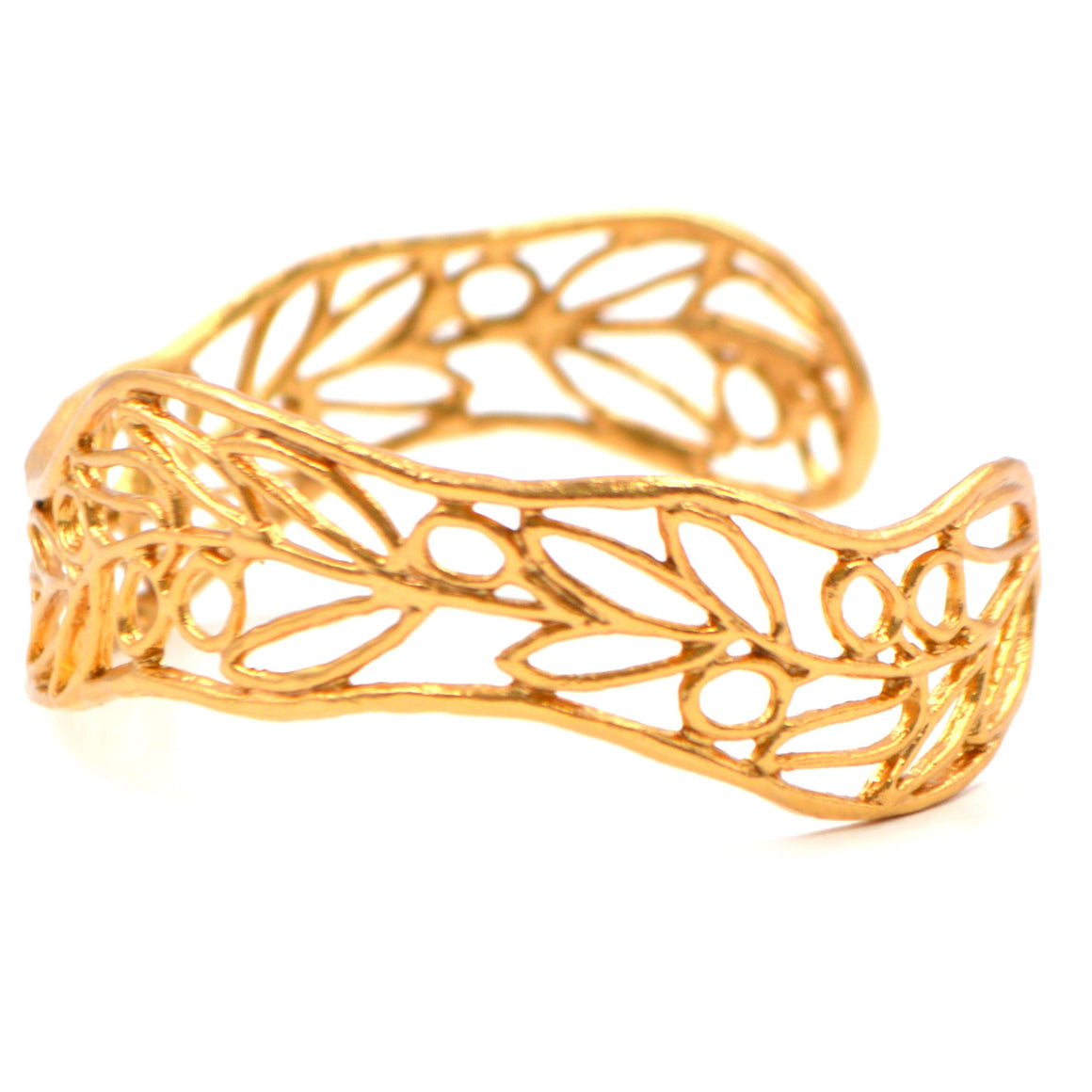 Olive Branch Cuff Bracelet - 24K Gold Plated