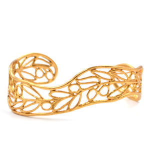 Olive Branch Cuff Bracelet - 24K Gold Plated