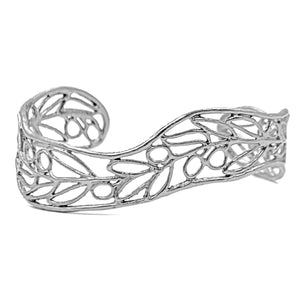 Olive Branch Cuff Bracelet - Platinum Silver