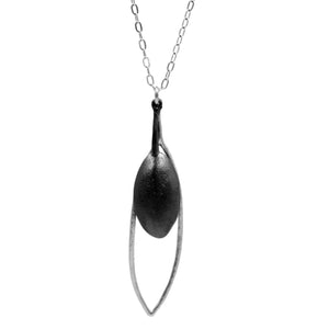 Olive Branch Leaf Pendant Necklace - Platinum Silver