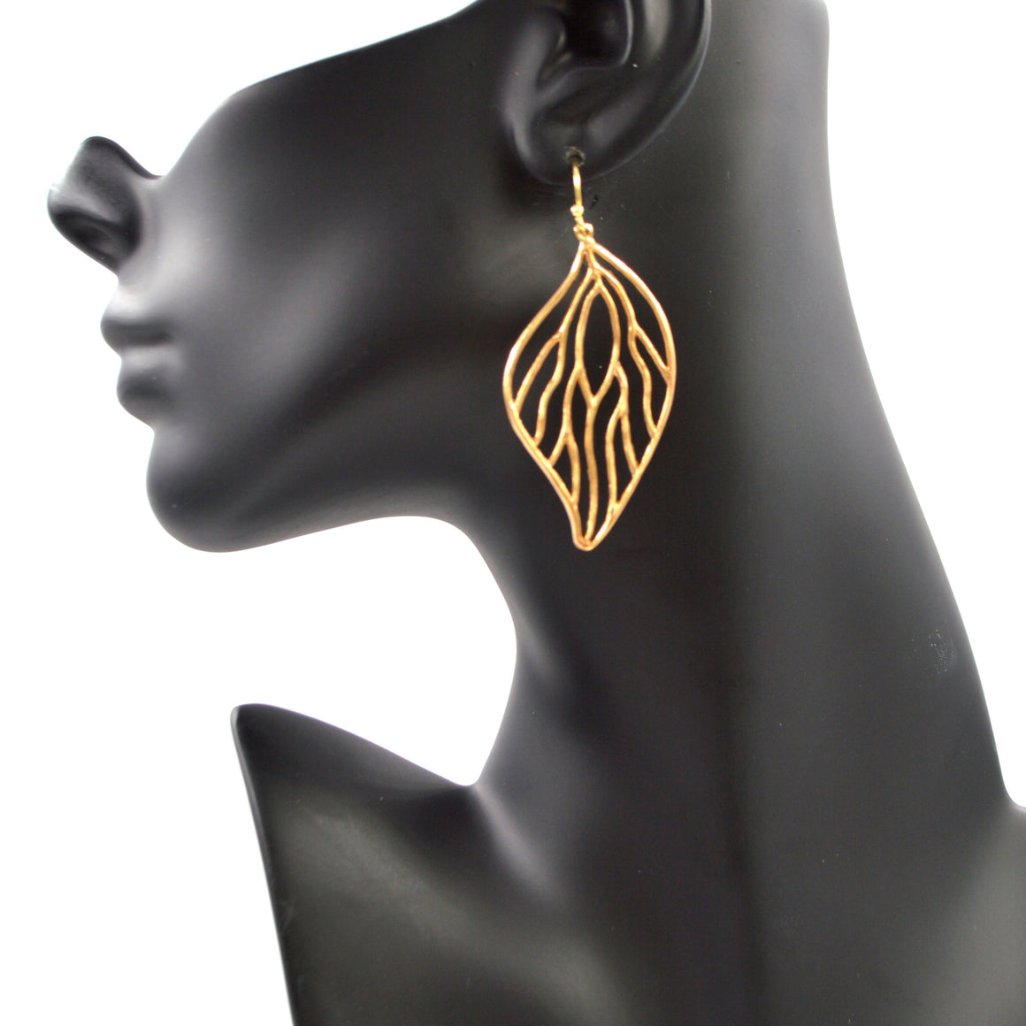 Open Leaf Earrings (Large) - 24K Gold Plated