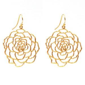 Rose Earrings (Large) - 24K Gold Plated