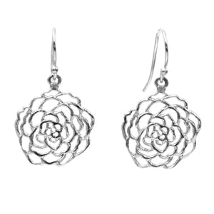 Rose Earrings (Petite) - Platinum Silver