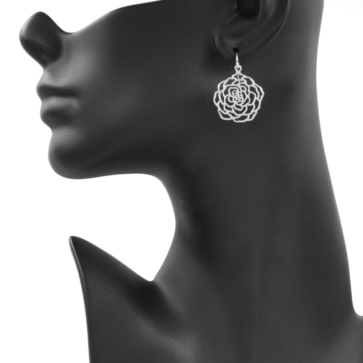 Rose Earrings (Small) - Platinum Silver