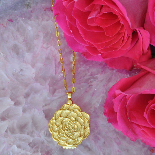 Rose Locket - 24K Gold Plated - Mercedes Shaffer