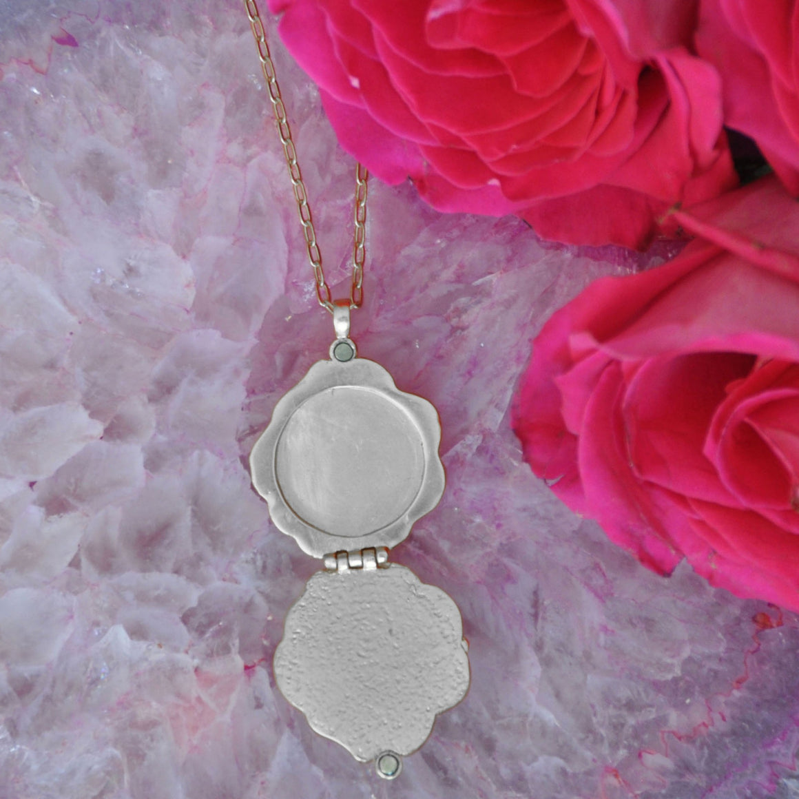 Rose Locket - Platinum Silver