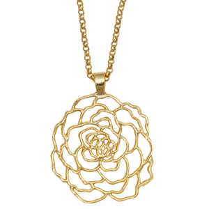 Rose Pendant Necklace - 24K Gold Plated