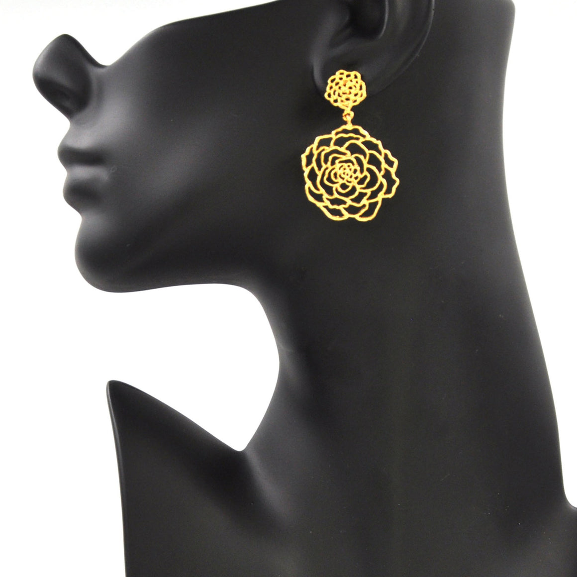 Rose Post Earrings (Large) - 24K Gold Plated