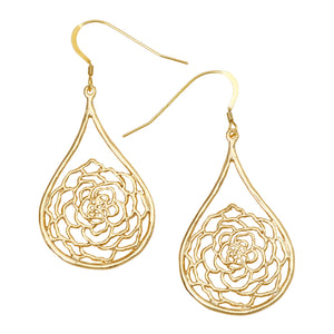 Rose Teardrop Earrings - 24K Gold Plated